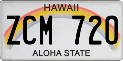 HI license plate ZCM720