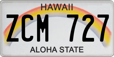 HI license plate ZCM727