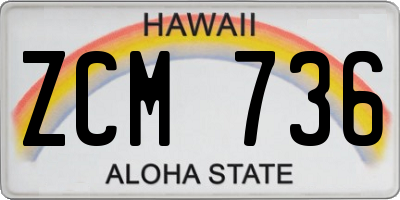 HI license plate ZCM736
