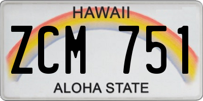 HI license plate ZCM751