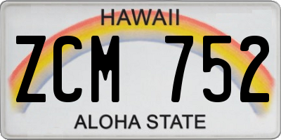 HI license plate ZCM752