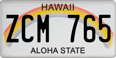 HI license plate ZCM765