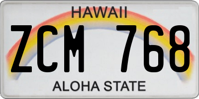 HI license plate ZCM768