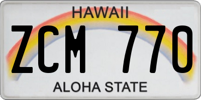 HI license plate ZCM770