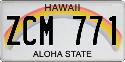 HI license plate ZCM771
