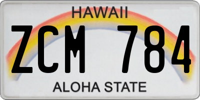 HI license plate ZCM784