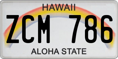 HI license plate ZCM786