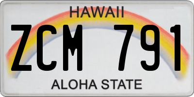 HI license plate ZCM791