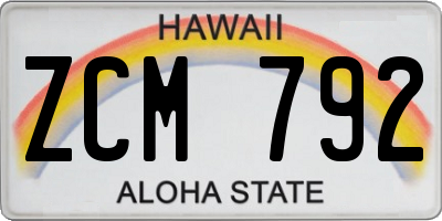 HI license plate ZCM792