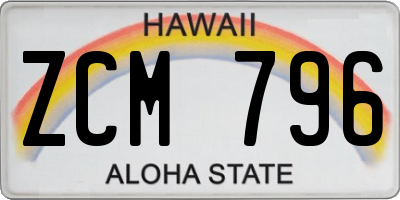 HI license plate ZCM796