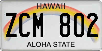 HI license plate ZCM802