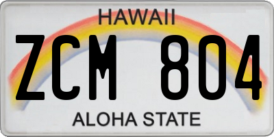 HI license plate ZCM804