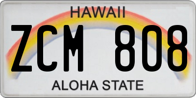 HI license plate ZCM808