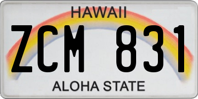 HI license plate ZCM831