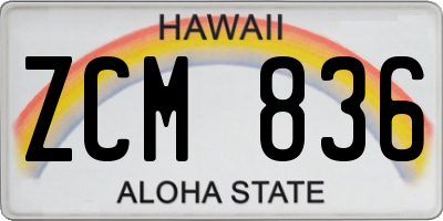 HI license plate ZCM836