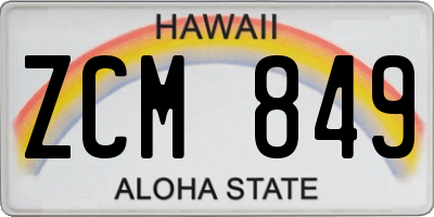 HI license plate ZCM849