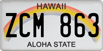 HI license plate ZCM863