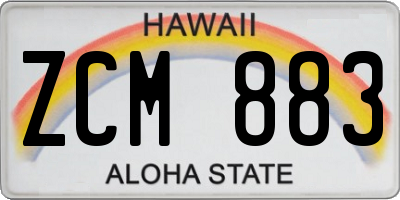 HI license plate ZCM883