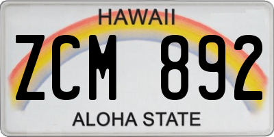 HI license plate ZCM892