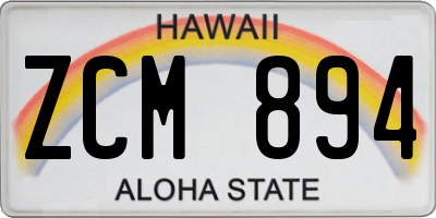 HI license plate ZCM894