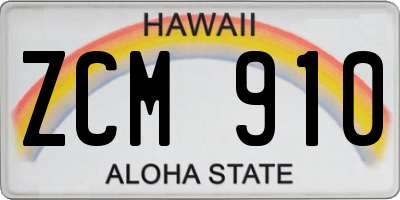 HI license plate ZCM910