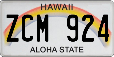 HI license plate ZCM924