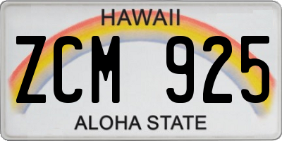 HI license plate ZCM925