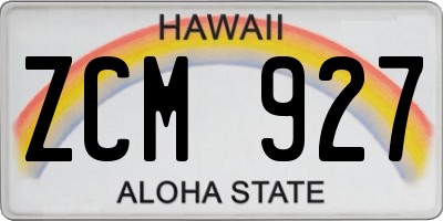 HI license plate ZCM927