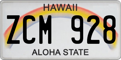 HI license plate ZCM928