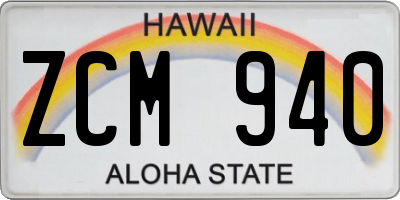 HI license plate ZCM940