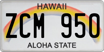 HI license plate ZCM950