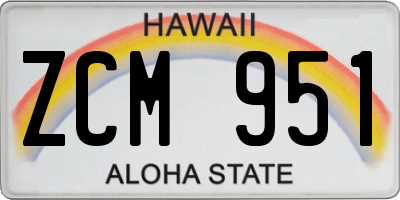 HI license plate ZCM951