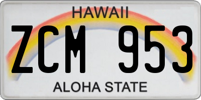 HI license plate ZCM953