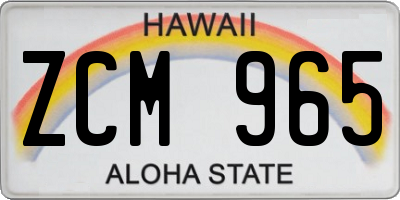 HI license plate ZCM965