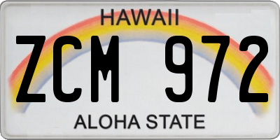HI license plate ZCM972
