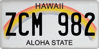 HI license plate ZCM982