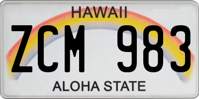 HI license plate ZCM983