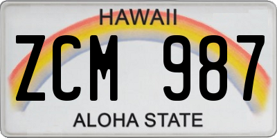 HI license plate ZCM987