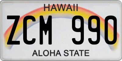 HI license plate ZCM990