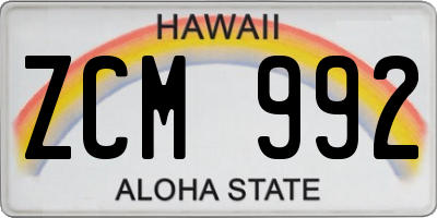 HI license plate ZCM992