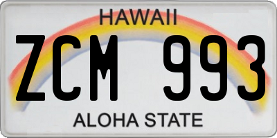 HI license plate ZCM993