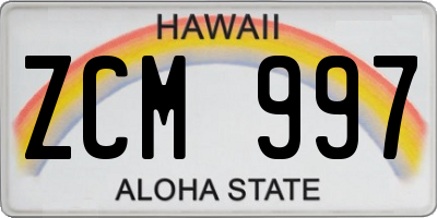 HI license plate ZCM997