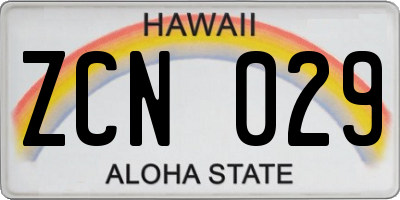 HI license plate ZCN029