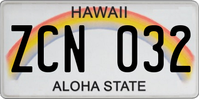 HI license plate ZCN032