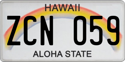 HI license plate ZCN059