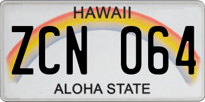 HI license plate ZCN064