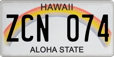 HI license plate ZCN074