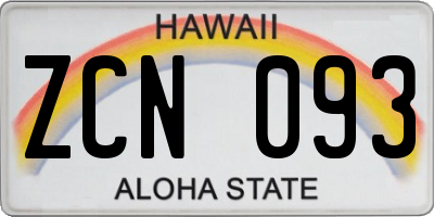 HI license plate ZCN093