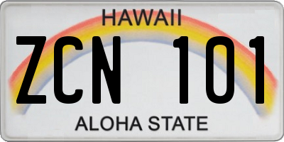 HI license plate ZCN101
