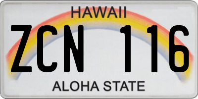 HI license plate ZCN116
